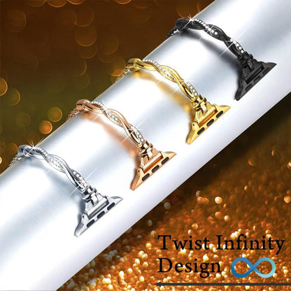 For Apple Watch 38 / 40 / 41 / S10 42mm xDfind Twist Bracelet Diamond Metal Watch Band(Rose Gold) - Watch Bands by xDfind | Online Shopping UK | buy2fix