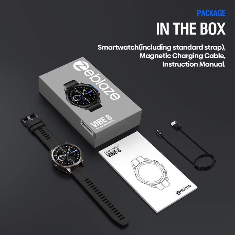Zeblaze Vibe 8 Rugged Outdoor Smart Watch 1.43 inch Screen 5 ATM & IP69K Built-in Flashlight(Grey) - Smart Watches by Zeblaze | Online Shopping UK | buy2fix
