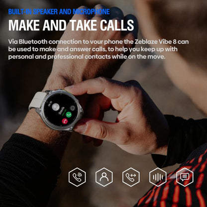 Zeblaze Vibe 8 Rugged Outdoor Smart Watch 1.43 inch Screen 5 ATM & IP69K Built-in Flashlight(Grey) - Smart Watches by Zeblaze | Online Shopping UK | buy2fix