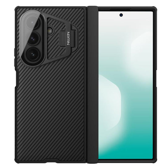 For Samsung Galaxy Z Fold7 5G NILLKIN CamShield Prop Texture Transparent Mirror Cover MagSafe Magnetic PC Phone Case(Black)