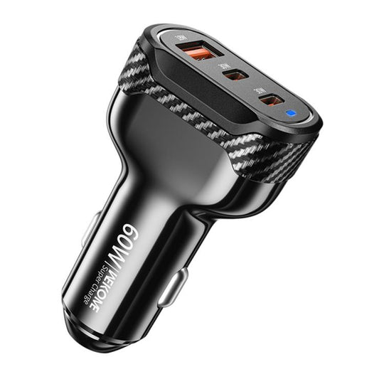 WK WP-C64 Carbon Fiber 60W Fast Car Charging Charger(Black)