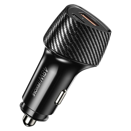 WK WP-C63 Carbon Fiber 48W Fast Car Charging Charger(Black) - Car Charger by WK | Online Shopping UK | buy2fix