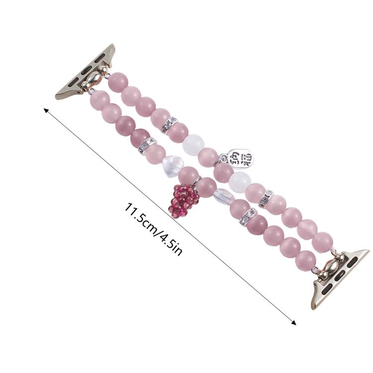 For Apple Watch 42mm / 41mm / 40mm / 38mm Cat Eyes Stone Beads Bracelet Watch Band(Grape Purple) - Watch Bands by buy2fix | Online Shopping UK | buy2fix
