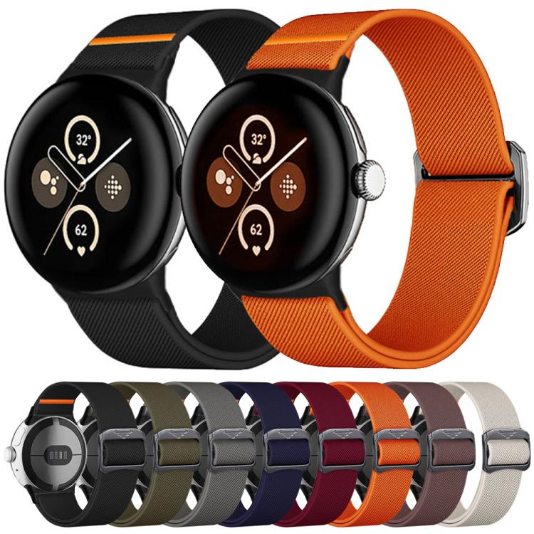 For Google Pixel Watch 3 45mm xDfind Elastic Nylon Watch Band(Wine Red) - Watch Bands by xDfind | Online Shopping UK | buy2fix