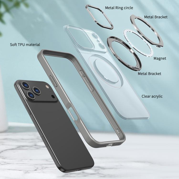 For iPhone 17 Pro Max kalebol MagSafe Metal Ring Holder Phone Case(Titanium Gray) - iPhone 17 Pro Max Cases by Kalebol | Online Shopping UK | buy2fix