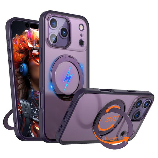 For iPhone 17 Pro Max kalebol MagSafe Metal Ring Holder Phone Case(Dark Purple) - iPhone 17 Pro Max Cases by Kalebol | Online Shopping UK | buy2fix