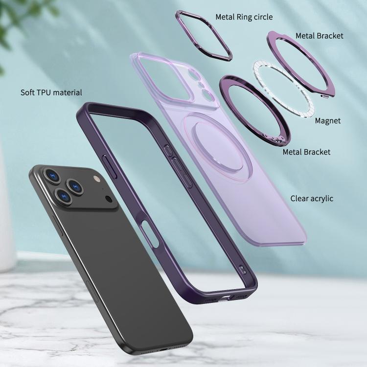 For iPhone 17 Pro Max kalebol MagSafe Metal Ring Holder Phone Case(Dark Purple) - iPhone 17 Pro Max Cases by Kalebol | Online Shopping UK | buy2fix