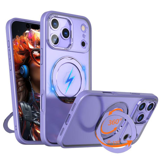 For iPhone 17 Pro kalebol MagSafe Metal Ring Holder Phone Case(Light Purple) - iPhone 17 Pro Cases by Kalebol | Online Shopping UK | buy2fix