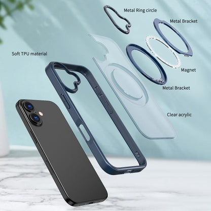 For iPhone 17 kalebol MagSafe Metal Ring Holder Phone Case(Blue) - iPhone 17 Cases by Kalebol | Online Shopping UK | buy2fix