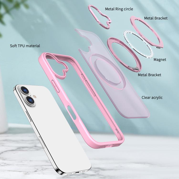 For iPhone 17 kalebol MagSafe Metal Ring Holder Phone Case(Pink) - iPhone 17 Cases by Kalebol | Online Shopping UK | buy2fix