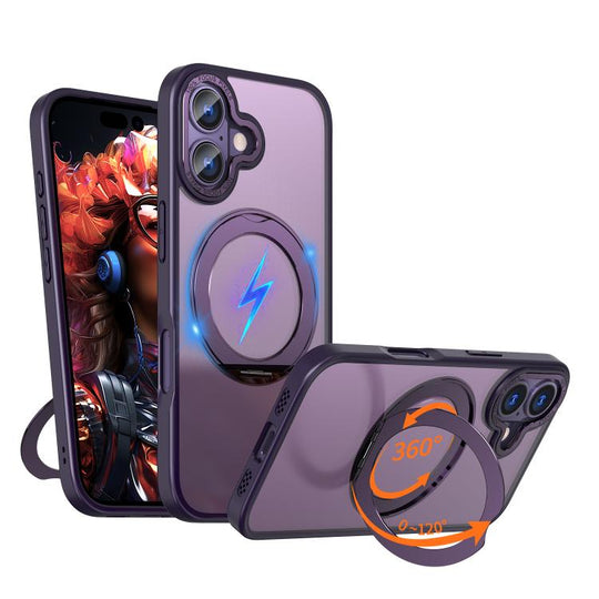 For iPhone 17 kalebol MagSafe Metal Ring Holder Phone Case(Dark Purple)