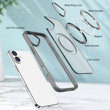 For iPhone 16 Plus kalebol MagSafe Metal Ring Holder Phone Case(Titanium Gray) - iPhone 16 Plus Cases by Kalebol | Online Shopping UK | buy2fix