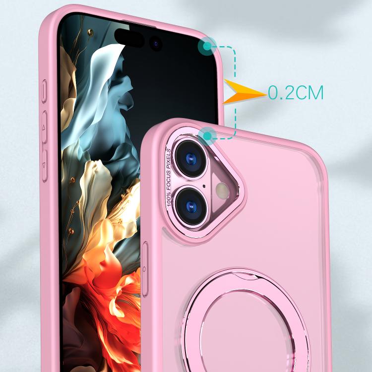 For iPhone 16 Plus kalebol MagSafe Metal Ring Holder Phone Case(Pink) - iPhone 16 Plus Cases by Kalebol | Online Shopping UK | buy2fix