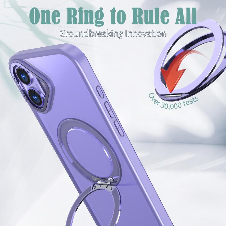 For iPhone 16 kalebol MagSafe Metal Ring Holder Phone Case(Light Purple) - iPhone 16 Cases by Kalebol | Online Shopping UK | buy2fix