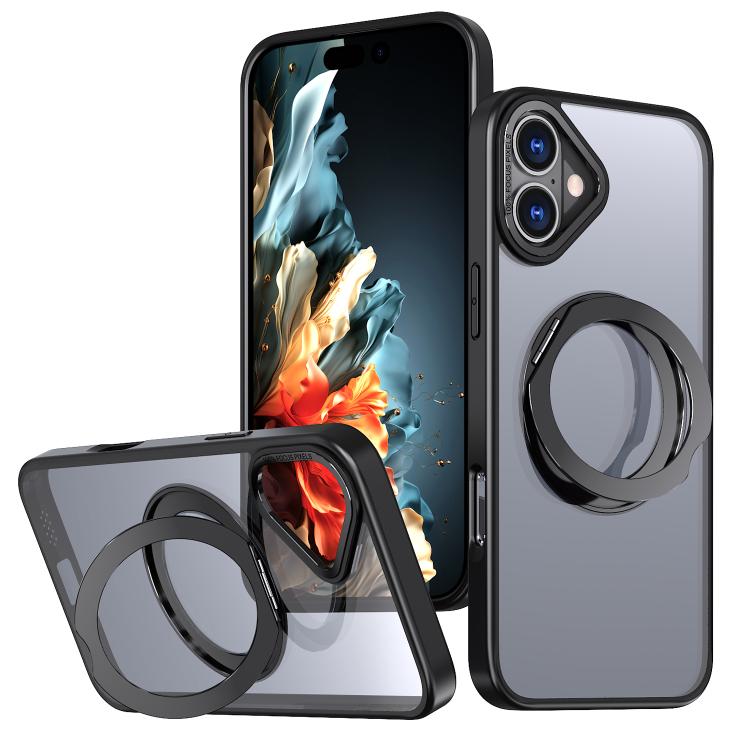 For iPhone 16 kalebol MagSafe Metal Ring Holder Phone Case(Black) - iPhone 16 Cases by Kalebol | Online Shopping UK | buy2fix