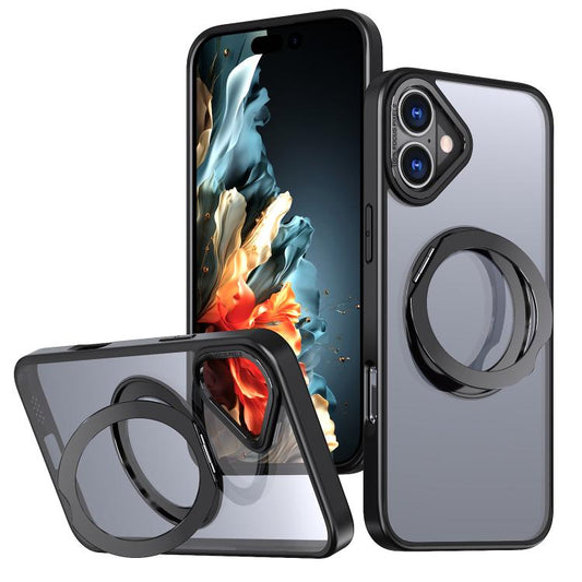 For iPhone 16 kalebol MagSafe Metal Ring Holder Phone Case(Black) - iPhone 16 Cases by Kalebol | Online Shopping UK | buy2fix