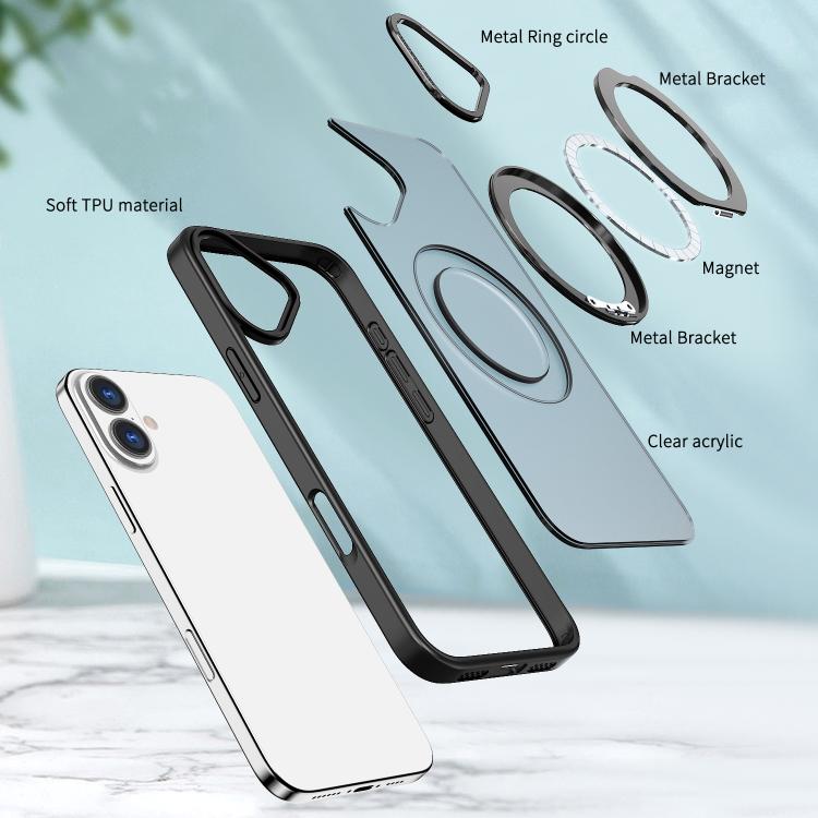 For iPhone 16 kalebol MagSafe Metal Ring Holder Phone Case(Black) - iPhone 16 Cases by Kalebol | Online Shopping UK | buy2fix
