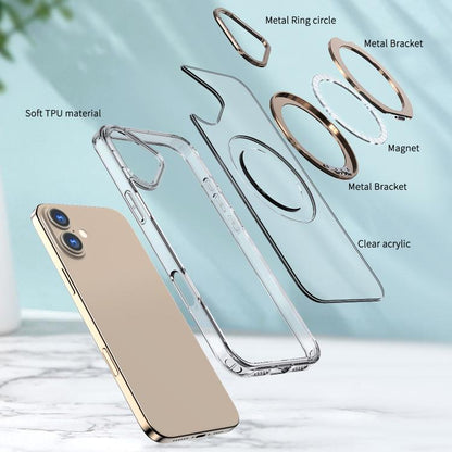 For iPhone 16 kalebol MagSafe Metal Ring Holder Phone Case(Desert Gold) - iPhone 16 Cases by Kalebol | Online Shopping UK | buy2fix