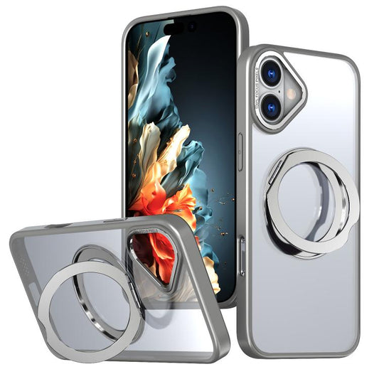 For iPhone 16 kalebol MagSafe Metal Ring Holder Phone Case(Titanium Gray) - iPhone 16 Cases by Kalebol | Online Shopping UK | buy2fix