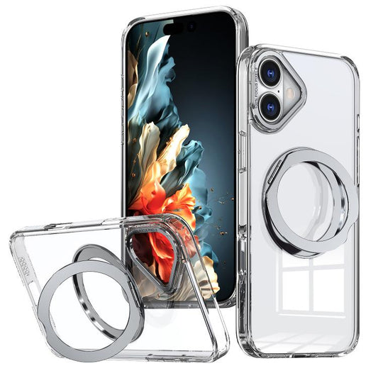 For iPhone 16 kalebol MagSafe Metal Ring Holder Phone Case(Transparent) - iPhone 16 Cases by Kalebol | Online Shopping UK | buy2fix