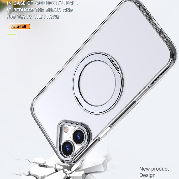 For iPhone 16 kalebol MagSafe Metal Ring Holder Phone Case(Transparent) - iPhone 16 Cases by Kalebol | Online Shopping UK | buy2fix