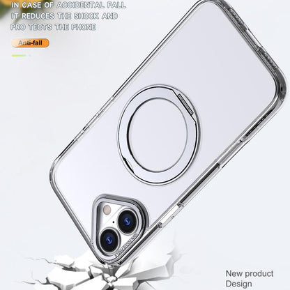 For iPhone 16 kalebol MagSafe Metal Ring Holder Phone Case(Transparent) - iPhone 16 Cases by Kalebol | Online Shopping UK | buy2fix