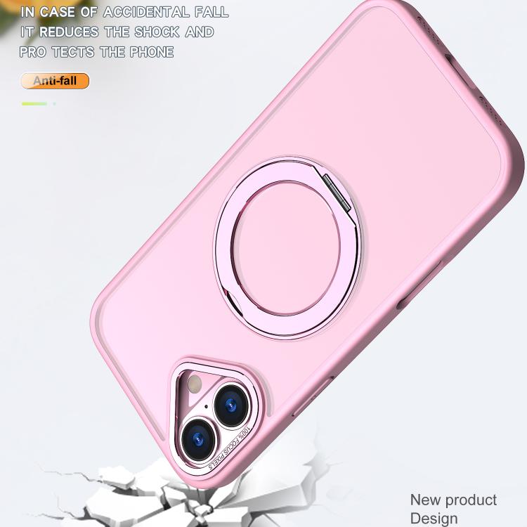 For iPhone 16 kalebol MagSafe Metal Ring Holder Phone Case(Pink) - iPhone 16 Cases by Kalebol | Online Shopping UK | buy2fix