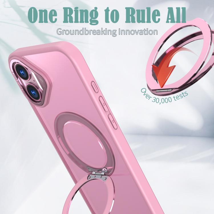 For iPhone 16 kalebol MagSafe Metal Ring Holder Phone Case(Pink) - iPhone 16 Cases by Kalebol | Online Shopping UK | buy2fix