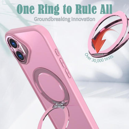 For iPhone 16 kalebol MagSafe Metal Ring Holder Phone Case(Pink) - iPhone 16 Cases by Kalebol | Online Shopping UK | buy2fix