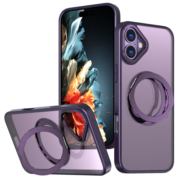 For iPhone 16 kalebol MagSafe Metal Ring Holder Phone Case(Dark Purple) - iPhone 16 Cases by Kalebol | Online Shopping UK | buy2fix