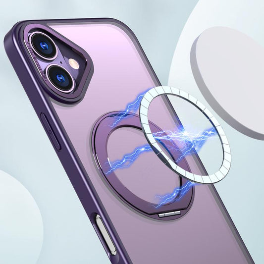 For iPhone 16 kalebol MagSafe Metal Ring Holder Phone Case(Dark Purple) - iPhone 16 Cases by Kalebol | Online Shopping UK | buy2fix