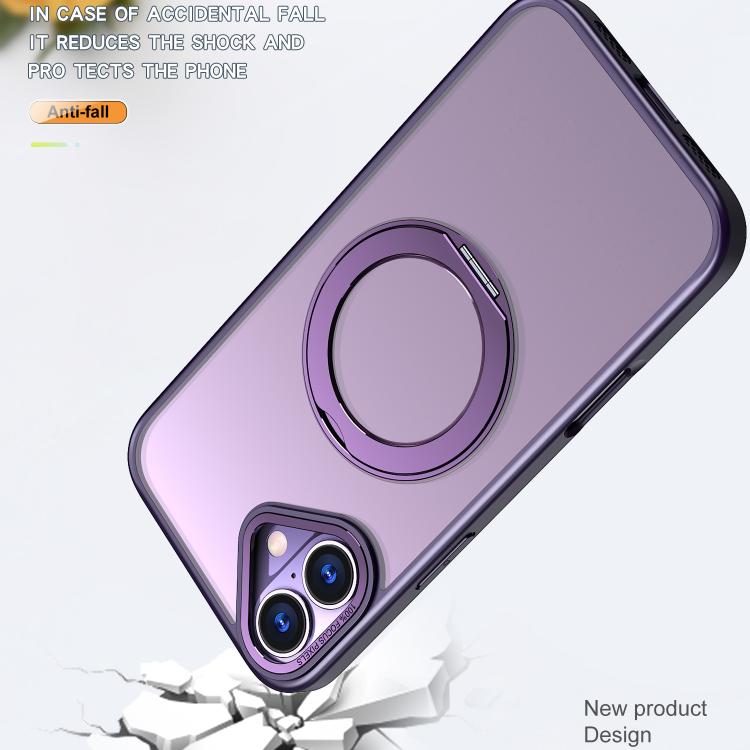 For iPhone 16 kalebol MagSafe Metal Ring Holder Phone Case(Dark Purple) - iPhone 16 Cases by Kalebol | Online Shopping UK | buy2fix