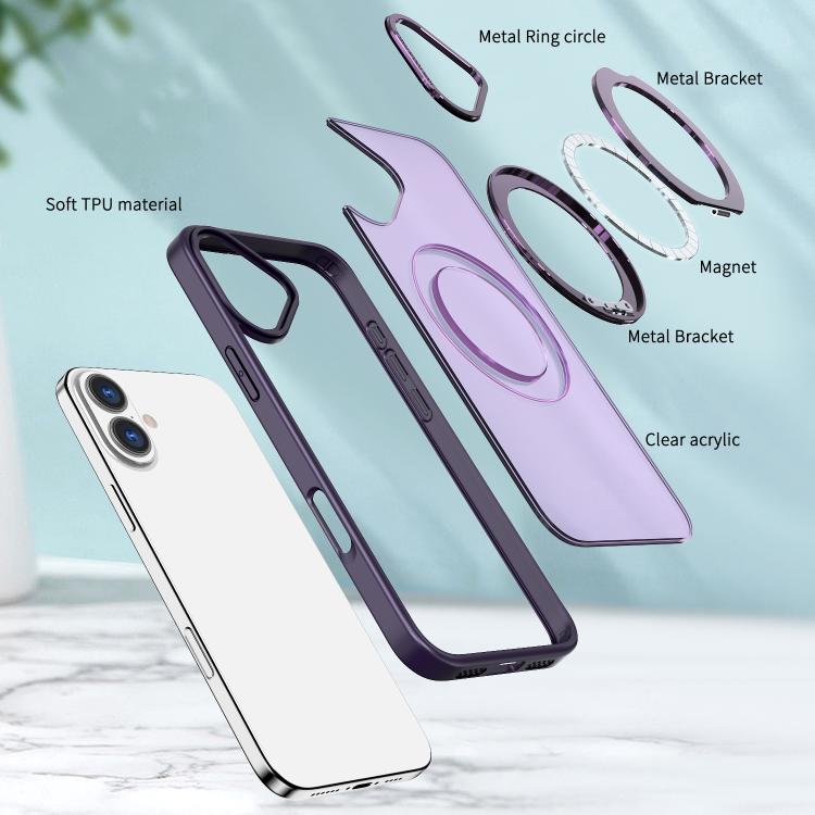 For iPhone 16 kalebol MagSafe Metal Ring Holder Phone Case(Dark Purple) - iPhone 16 Cases by Kalebol | Online Shopping UK | buy2fix
