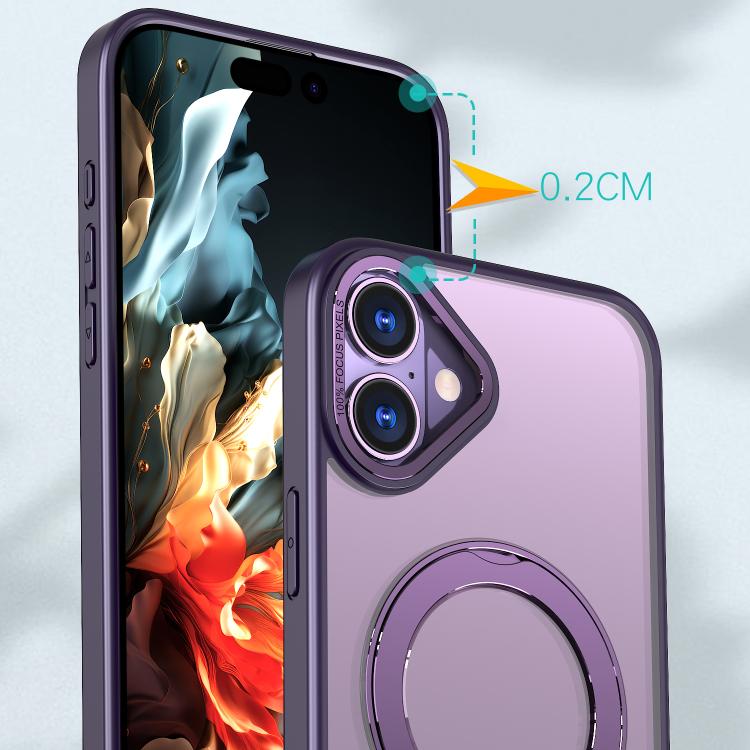 For iPhone 16 kalebol MagSafe Metal Ring Holder Phone Case(Dark Purple) - iPhone 16 Cases by Kalebol | Online Shopping UK | buy2fix