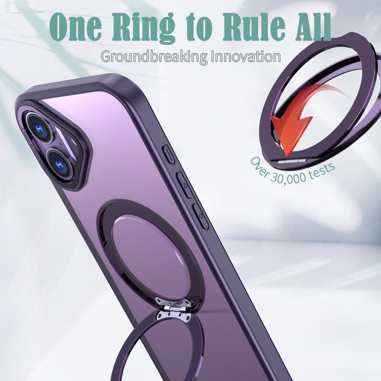 For iPhone 16 kalebol MagSafe Metal Ring Holder Phone Case(Dark Purple) - iPhone 16 Cases by Kalebol | Online Shopping UK | buy2fix