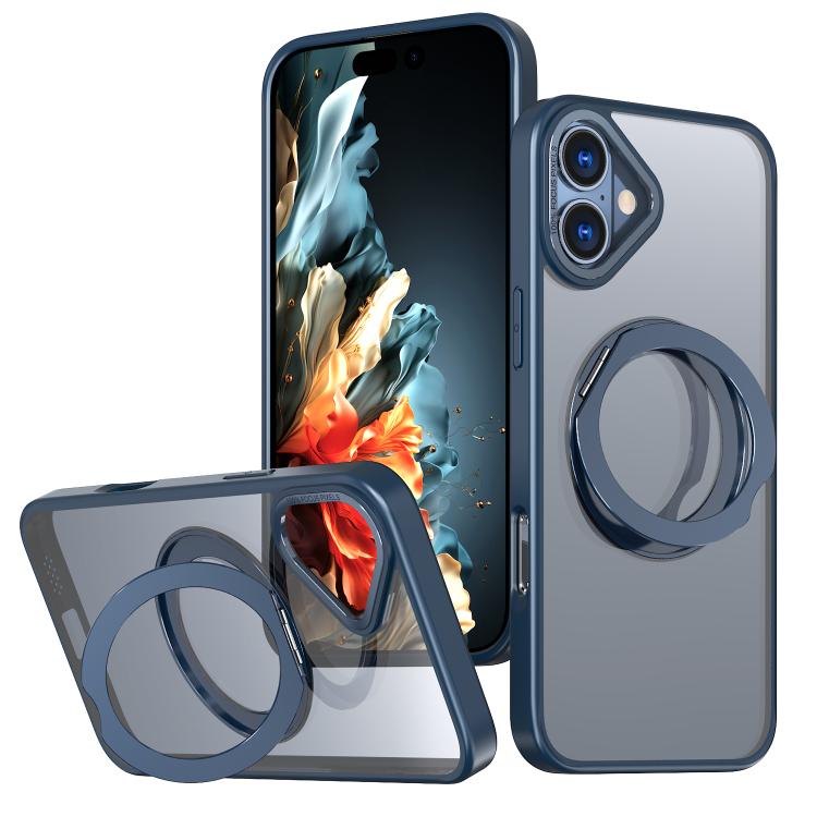 For iPhone 16 kalebol MagSafe Metal Ring Holder Phone Case(Navy Blue) - iPhone 16 Cases by Kalebol | Online Shopping UK | buy2fix