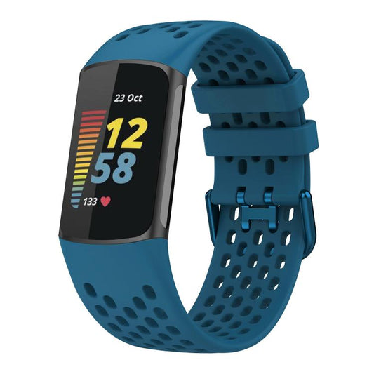 For Fitbit Charge 6 / 5 xDfind Hole Style Breathable Silicone Watch Band(Cyan) - Watch Bands by xDfind | Online Shopping UK | buy2fix