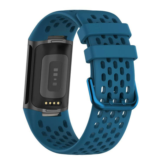 For Fitbit Charge 6 / 5 xDfind Hole Style Breathable Silicone Watch Band(Cyan) - Watch Bands by xDfind | Online Shopping UK | buy2fix