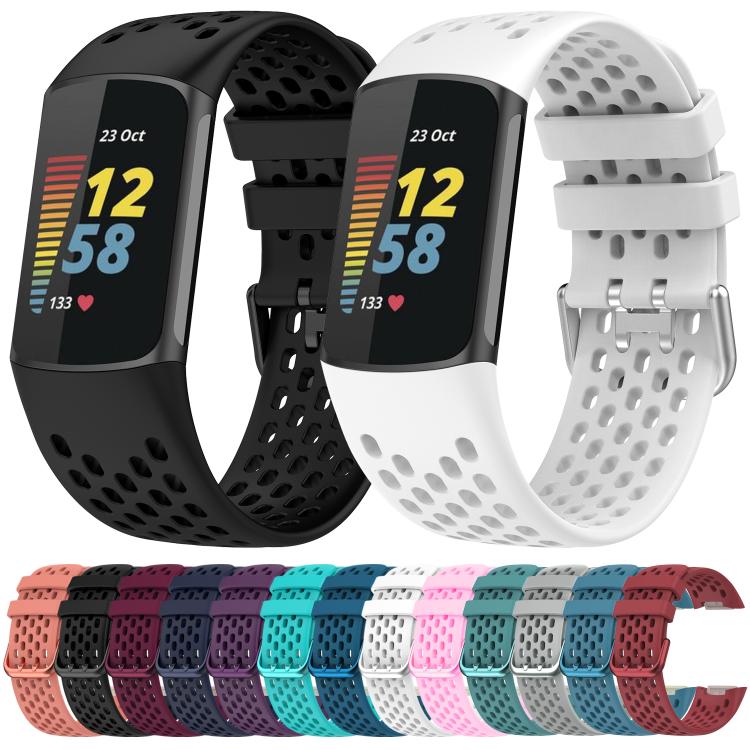 For Fitbit Charge 6 / 5 xDfind Hole Style Breathable Silicone Watch Band(Cyan) - Watch Bands by xDfind | Online Shopping UK | buy2fix