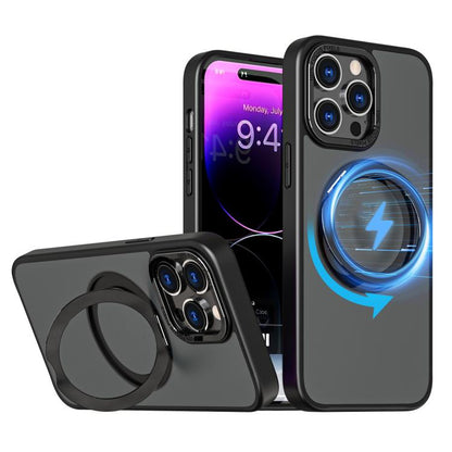 For iPhone 16 Pro Max kalebol MagSafe Metal Ring Holder Phone Case(Black) - iPhone 16 Pro Max Cases by Kalebol | Online Shopping UK | buy2fix