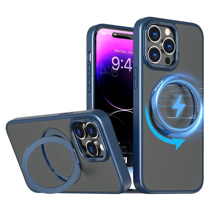 For iPhone 16 Pro Max kalebol MagSafe Metal Ring Holder Phone Case(Blue) - iPhone 16 Pro Max Cases by Kalebol | Online Shopping UK | buy2fix
