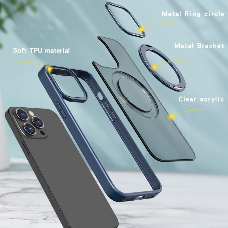 For iPhone 16 Pro Max kalebol MagSafe Metal Ring Holder Phone Case(Blue) - iPhone 16 Pro Max Cases by Kalebol | Online Shopping UK | buy2fix