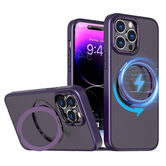 For iPhone 16 Pro Max kalebol MagSafe Metal Ring Holder Phone Case(Dark Purple) - iPhone 16 Pro Max Cases by Kalebol | Online Shopping UK | buy2fix