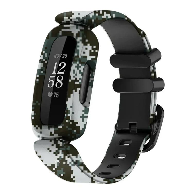 For Fitbit Ace 3 / Inspire2 xDfind Black Buckle Painting Integrated Silicone Watch Band(Camouflage) - Watch Bands by xDfind | Online Shopping UK | buy2fix