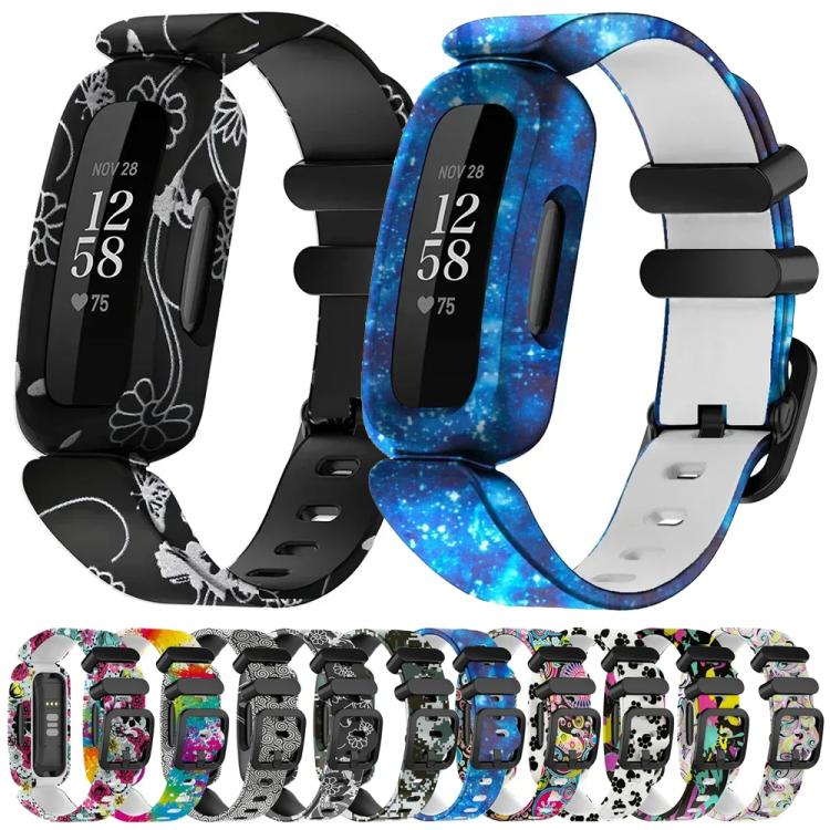 For Fitbit Ace 3 / Inspire2 xDfind Black Buckle Painting Integrated Silicone Watch Band(Camouflage) - Watch Bands by xDfind | Online Shopping UK | buy2fix