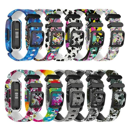 For Fitbit Ace 3 / Inspire2 xDfind Black Buckle Painting Integrated Silicone Watch Band(Blue Starry Sky) - Watch Bands by xDfind | Online Shopping UK | buy2fix
