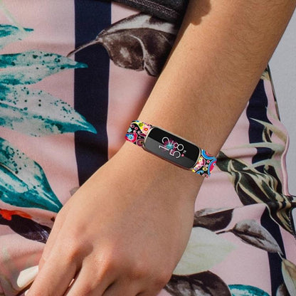 xDfind Silver Buckle Painting Silicone Watch Band For Fitbit Luxe, Size:S(Painting) - Watch Bands by xDfind | Online Shopping UK | buy2fix