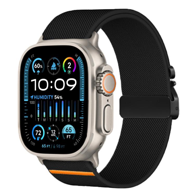 For Apple Watch 38 / 40 / 41 / S10 42mm xDfind Parachute Buckle Stretch Nylon Watch Band(Black) - Watch Bands by xDfind | Online Shopping UK | buy2fix