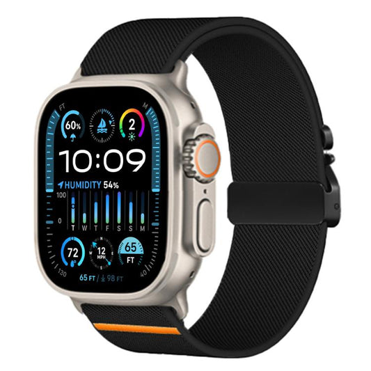 For Apple Watch 38 / 40 / 41 / S10 42mm xDfind Parachute Buckle Stretch Nylon Watch Band(Black) - Watch Bands by xDfind | Online Shopping UK | buy2fix