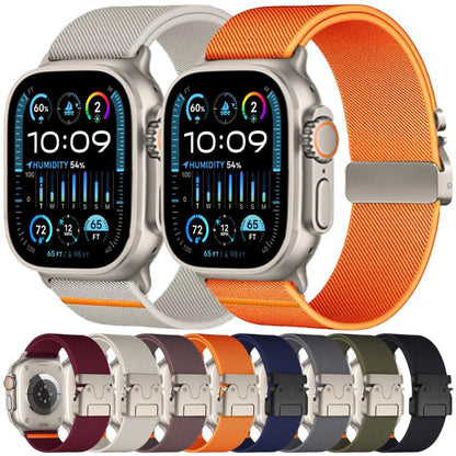 For Apple Watch 38 / 40 / 41 / S10 42mm xDfind Parachute Buckle Stretch Nylon Watch Band(Black) - Watch Bands by xDfind | Online Shopping UK | buy2fix